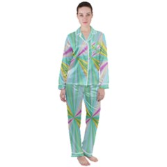 Background Burst Abstract Color Satin Long Sleeve Pyjamas Set