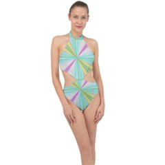 Background Burst Abstract Color Halter Side Cut Swimsuit by HermanTelo