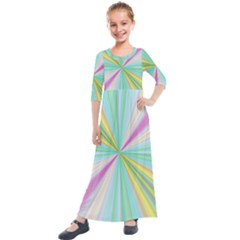 Background Burst Abstract Color Kids  Quarter Sleeve Maxi Dress by HermanTelo