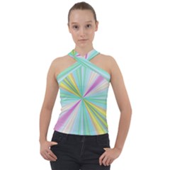 Background Burst Abstract Color Cross Neck Velour Top by HermanTelo