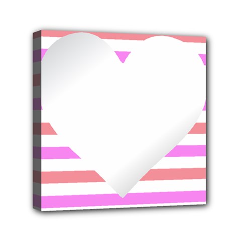 Love Heart Valentine S Day Mini Canvas 6  X 6  (stretched)