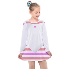 Love Heart Valentine S Day Kids  Long Sleeve Dress by HermanTelo