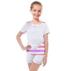 Love Heart Valentine S Day Kids  Mesh Tee And Shorts Set