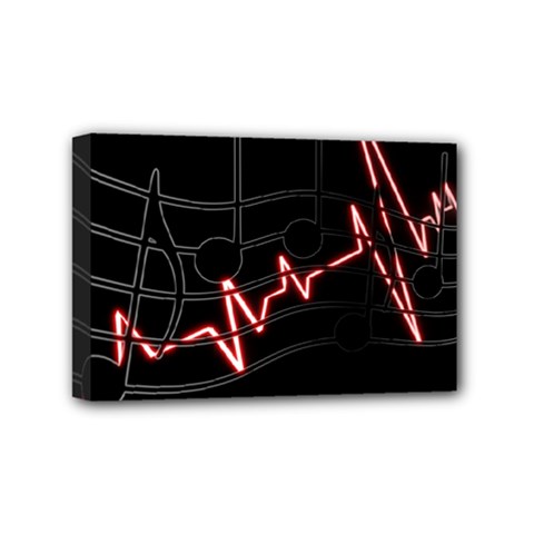 Music Wallpaper Heartbeat Melody Mini Canvas 6  X 4  (stretched)