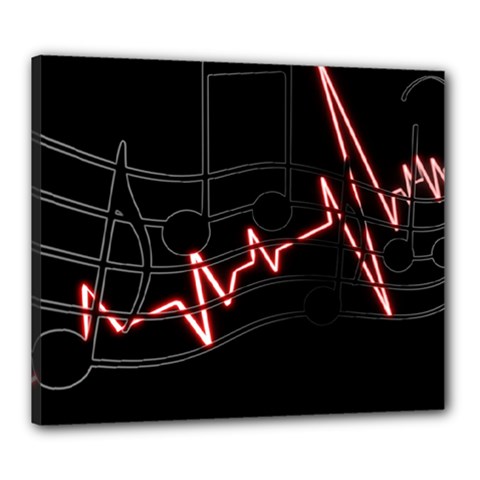 Music Wallpaper Heartbeat Melody Canvas 24  X 20  (stretched)