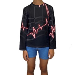 Music Wallpaper Heartbeat Melody Kids  Long Sleeve Swimwear