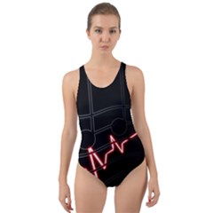 Music Wallpaper Heartbeat Melody Cut-Out Back One Piece Swimsuit