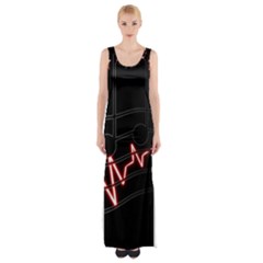 Music Wallpaper Heartbeat Melody Maxi Thigh Split Dress