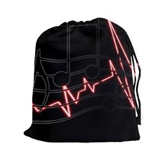 Music Wallpaper Heartbeat Melody Drawstring Pouch (xxl) by HermanTelo