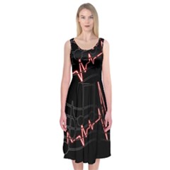 Music Wallpaper Heartbeat Melody Midi Sleeveless Dress