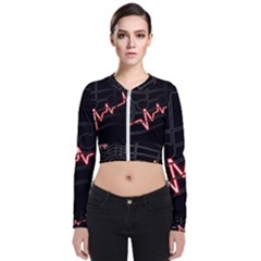 Music Wallpaper Heartbeat Melody Long Sleeve Zip Up Bomber Jacket by HermanTelo