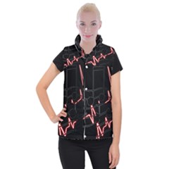 Music Wallpaper Heartbeat Melody Women s Button Up Vest