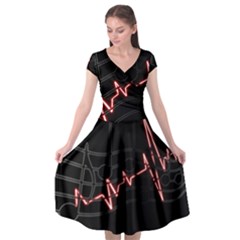 Music Wallpaper Heartbeat Melody Cap Sleeve Wrap Front Dress