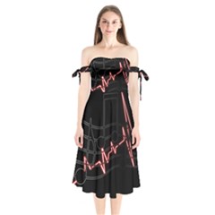 Music Wallpaper Heartbeat Melody Shoulder Tie Bardot Midi Dress by HermanTelo