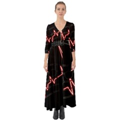 Music Wallpaper Heartbeat Melody Button Up Boho Maxi Dress