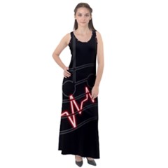 Music Wallpaper Heartbeat Melody Sleeveless Velour Maxi Dress