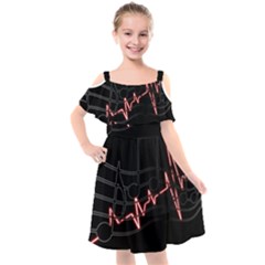 Music Wallpaper Heartbeat Melody Kids  Cut Out Shoulders Chiffon Dress by HermanTelo