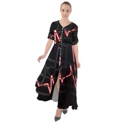 Music Wallpaper Heartbeat Melody Waist Tie Boho Maxi Dress