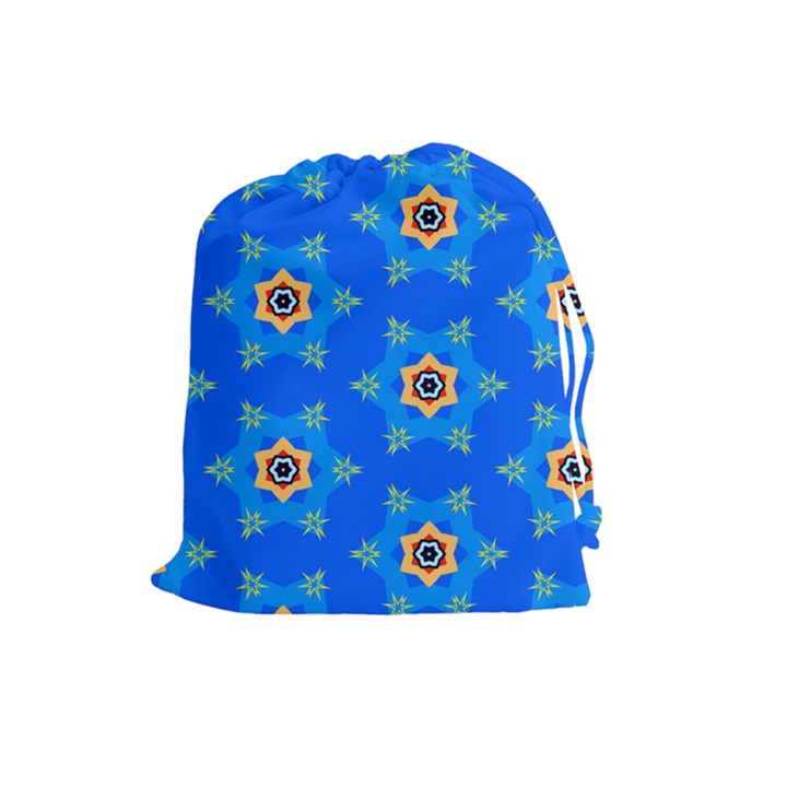 Pattern Backgrounds Blue Star Drawstring Pouch (Large)