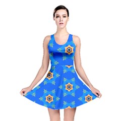 Pattern Backgrounds Blue Star Reversible Skater Dress