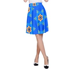 Pattern Backgrounds Blue Star A-line Skirt