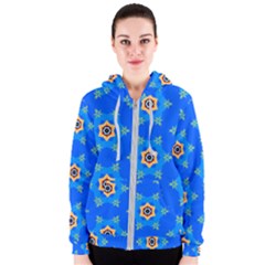 Pattern Backgrounds Blue Star Women s Zipper Hoodie by HermanTelo