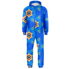 Pattern Backgrounds Blue Star Hooded Jumpsuit (men)  by HermanTelo