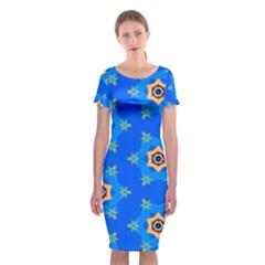 Pattern Backgrounds Blue Star Classic Short Sleeve Midi Dress by HermanTelo