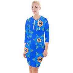 Pattern Backgrounds Blue Star Quarter Sleeve Hood Bodycon Dress by HermanTelo