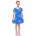 Pattern Backgrounds Blue Star Kids  Short Sleeve Velvet Dress View1