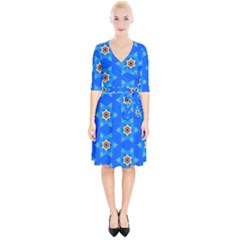 Pattern Backgrounds Blue Star Wrap Up Cocktail Dress