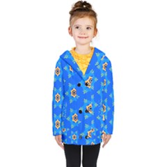 Pattern Backgrounds Blue Star Kids  Double Breasted Button Coat