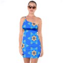 Pattern Backgrounds Blue Star One Soulder Bodycon Dress View1