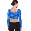 Pattern Backgrounds Blue Star Velvet Long Sleeve Crop Top View2