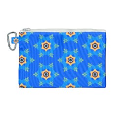 Pattern Backgrounds Blue Star Canvas Cosmetic Bag (large)