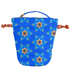 Pattern Backgrounds Blue Star Drawstring Bucket Bag