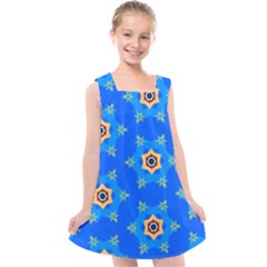 Pattern Backgrounds Blue Star Kids  Cross Back Dress