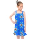 Pattern Backgrounds Blue Star Kids  Overall Dress View1