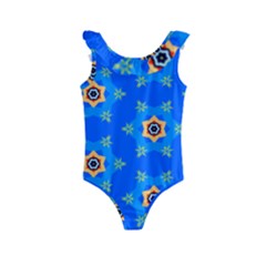 Pattern Backgrounds Blue Star Kids  Frill Swimsuit by HermanTelo