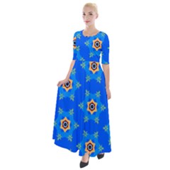 Pattern Backgrounds Blue Star Half Sleeves Maxi Dress by HermanTelo