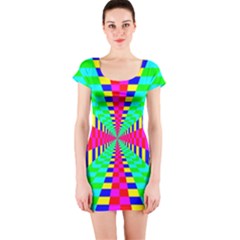 Maze Rainbow Vortex Short Sleeve Bodycon Dress