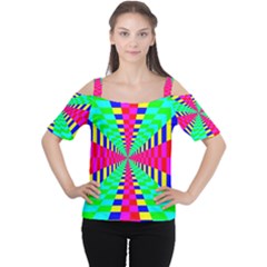 Maze Rainbow Vortex Cutout Shoulder Tee