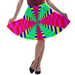 Maze Rainbow Vortex A-line Skater Skirt by HermanTelo