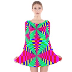 Maze Rainbow Vortex Long Sleeve Velvet Skater Dress by HermanTelo