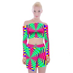 Maze Rainbow Vortex Off Shoulder Top With Mini Skirt Set