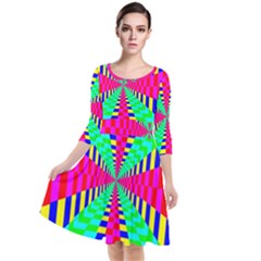 Maze Rainbow Vortex Quarter Sleeve Waist Band Dress