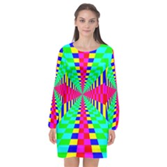 Maze Rainbow Vortex Long Sleeve Chiffon Shift Dress  by HermanTelo