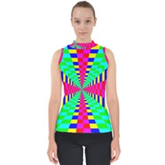 Maze Rainbow Vortex Mock Neck Shell Top