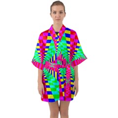 Maze Rainbow Vortex Quarter Sleeve Kimono Robe by HermanTelo