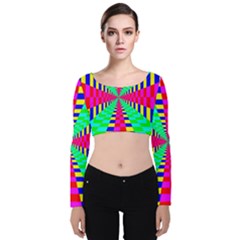 Maze Rainbow Vortex Velvet Long Sleeve Crop Top